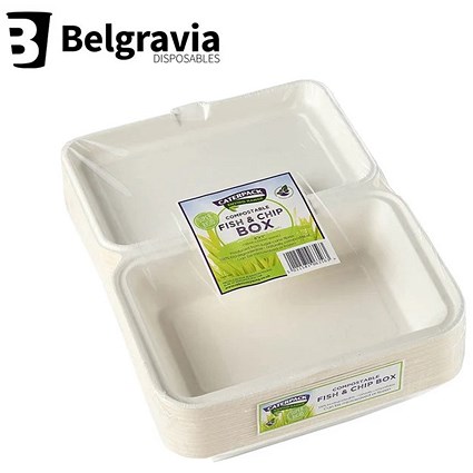 Belgravia Bio CaterPack Fish Chip Boxes, 152x228mm, Pack of 50