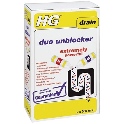 HG Drain Duo Unblocker, 2 x 500ml