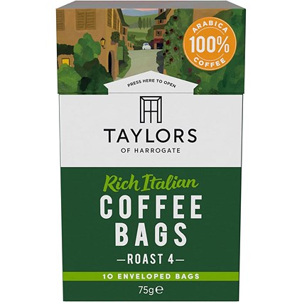 Taylors of Harrogate Rich Italian Coffee Bags, Pack of 10