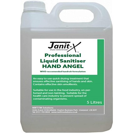 Janit-X Professional Hand Angel Sanitiser Liquid, 5 Litres