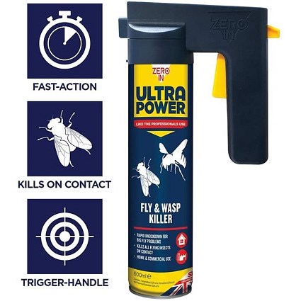 Zero-in Ultra Power Fly & Wasp Killer, 600ml