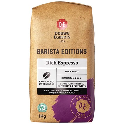 Douwe Egberts Barista Editions Rich Espresso Blend Dark Roast Coffee Beans, 1kg