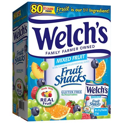 Welch's Real Fruit Snacks, Pack of 80 Pouches