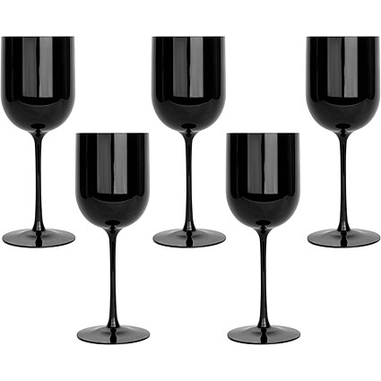 Belgravia Plastic Wine/Champagne Glasses, Black, Pack of 6