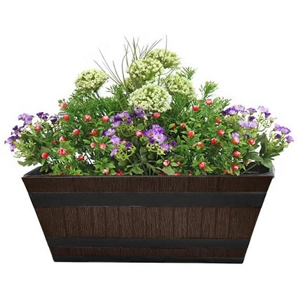 Fixtures Barrel Design Brown Trough, 50.8cm x 25.4cm x 19cm