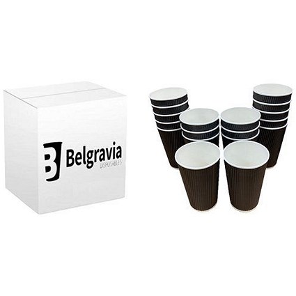 Belgravia Triple Walled Ripple Paper Cups, 12oz, Black, Pack of 25