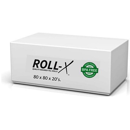 Roll-X Thermal Till Rolls, BPA Free, 80mm x 80mm, Pack of 20