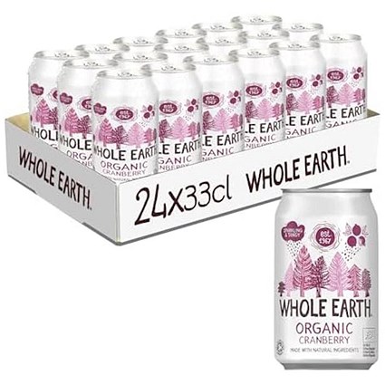 Whole Earth Organic Sparkling Cranberry, 24x330ml Cans