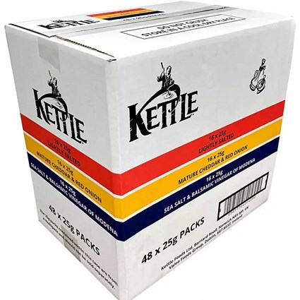 Kettle Hand Cooked Crisps Variety Box, 25g, Pack of 48