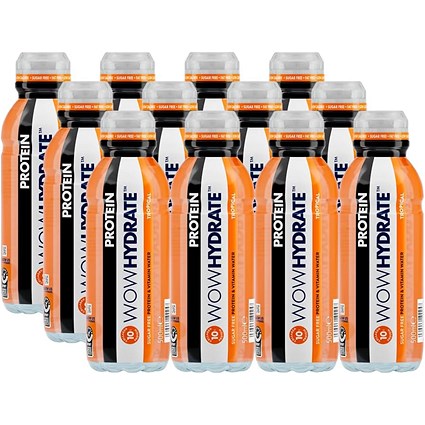 Wow Hydrate Sugar Free Tropical Protein & Vitamin Water, 12 x 500ml Bottles