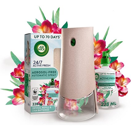 Air Wick Active Fresh Aerosol-Free Automatic Spray Set, Eucalyptus & Freesia, 228ml