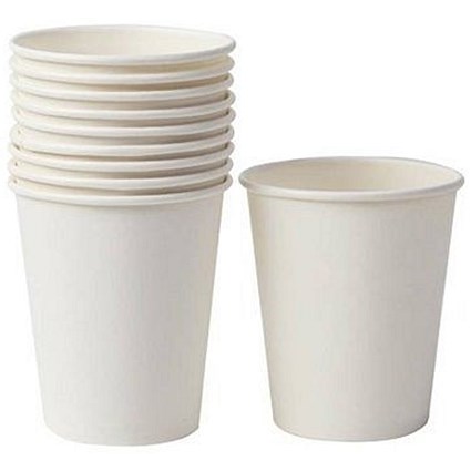 Belgravia Single Walled Paper Cups, 8oz, White, Pack of 50