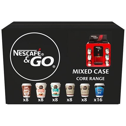 Nescafe & Go Variety Pack, 56 Drinks Pack, Includes 50 Lids