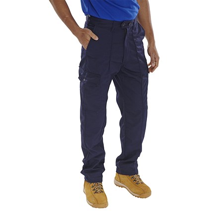 Beeswift Poly Cotton Work Trousers, Navy Blue, 28S