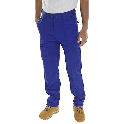 Beeswift Poly Cotton Work Trousers, Royal Blue, 42