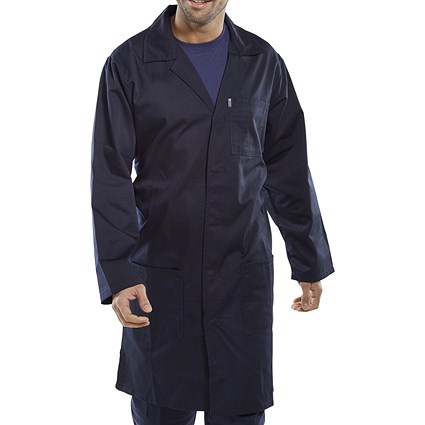 Beeswift Poly Cotton Warehouse Coat, Navy Blue, 32