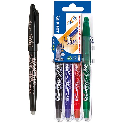 Pilot FriXion Ball Erasable Rollerball Pen Broad Black (12 Pack) - Get Pilot FriXion Set2Go Rollerball Pens Assorted (4 Pack) Free