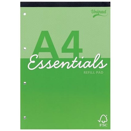 Pukka Pad Essentials Refill Pad, A4, Ruled with Margin, 160 Pages, Green, Pack of 4