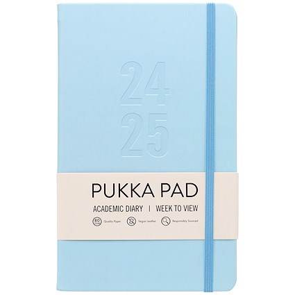 Pukka Pad 2024-25 Academic Diary, Week To View, 213mm x 133mm, Pastel Blue