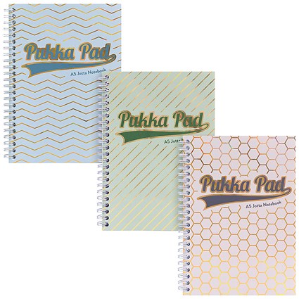 Pukka Pad Haze Jotta Wirebound Notebook, A5, Ruled, 200 Pages, Assorted, Pack of 3