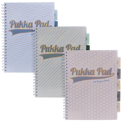 Pukka Pad Haze Project Book, A4, Ruled, 200 Pages, Assorted, Pack of 3