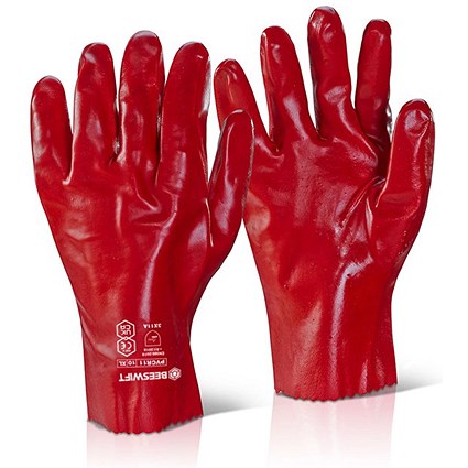 Beeswift PVC Gauntlet, Red, 11”