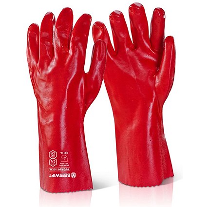 Beeswift PVC Gauntlet, Red, 14”