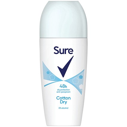 Sure Women Cotton Dry Anti-Perspirant 48h Roll On Deodrant, 50ml, Pack of 6