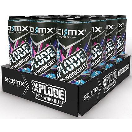 Sci-Mx Xplode Pre-Workout Atomic Passion Energy Drink, 12x330ml Cans