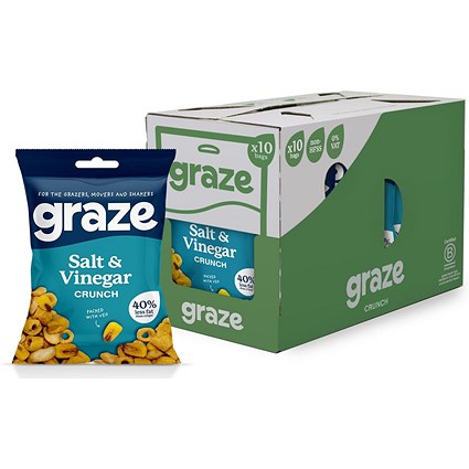 Graze Salt and Vinegar Crunch Bag, 35g, Pack of 10