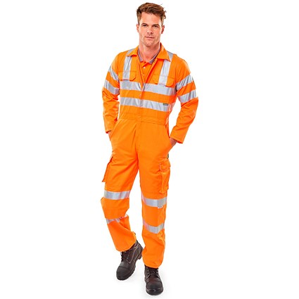 Beeswift Railspec Coveralls With Reflective Tape, Orange, 52T