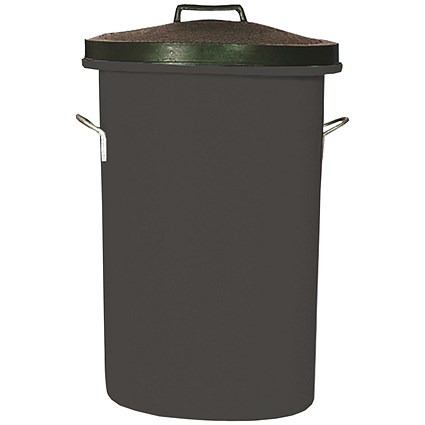 Heavy Duty Cylindrical Storage Bin with Lid, 100 Litres, Black