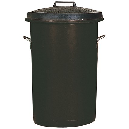 Heavy Duty Coloured Dustbin, 85 Litre, Black