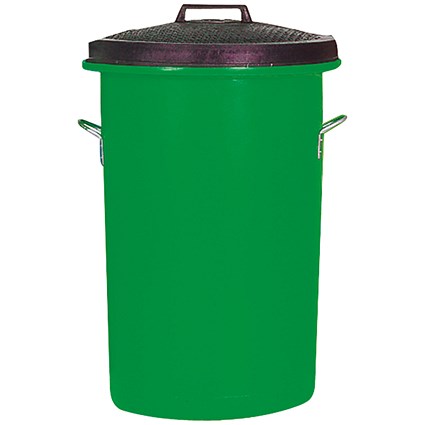 Heavy Duty Coloured Dustbin, 85 Litre, Green