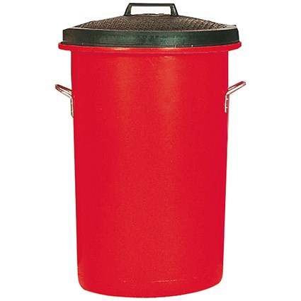 Heavy Duty Coloured Dustbin, 85 Litre, Red