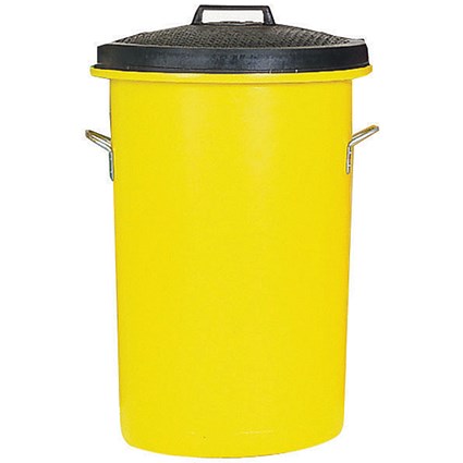 Heavy Duty Coloured Dustbin, 85 Litre, Yellow