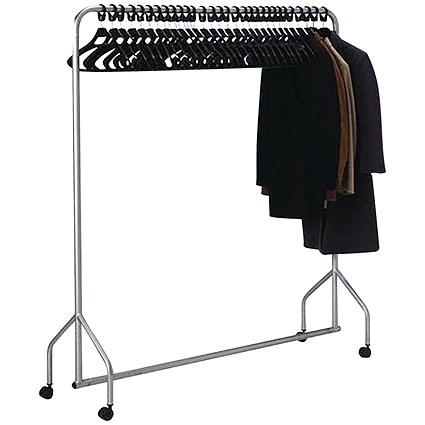 Silver Garment Hanging Rail With 30 Hangers