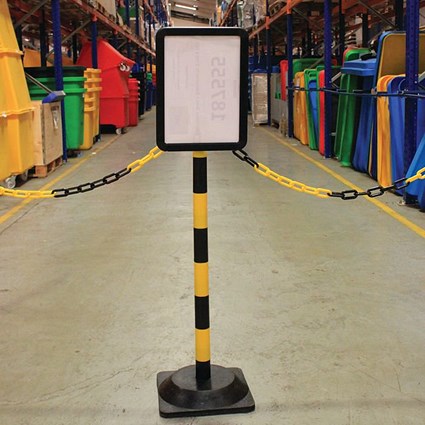 Post and A4 Plastic Sign Holder, Yellow/Black