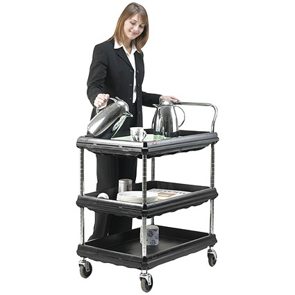 3 Tier Black W832xD546xH1041mm Deep Ledge Trolley 375055