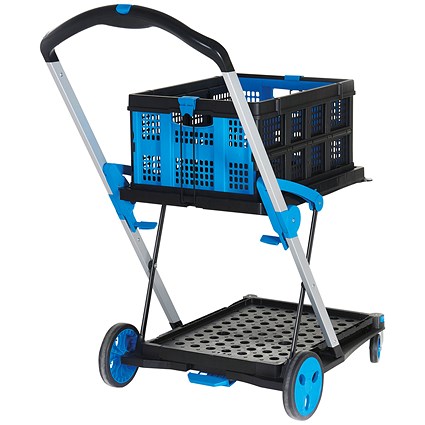 Large Folding Trolley with Folding Box Black/Blue 415149