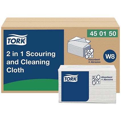 Tork 2 in 1 Scouring and Cleaning Cloth, White, Pack of 360