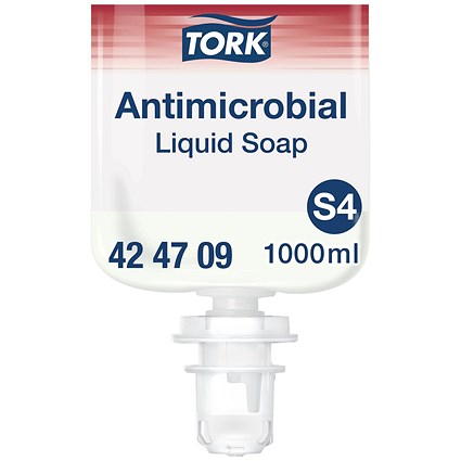 Tork S4 Antimicrobial Hand Washing Liquid Soap, 1 Litre, Pack of 6