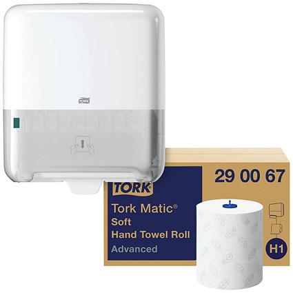 Tork H1 Matic 2-Ply Soft Hand Towel Roll, 150m, White, Pack of 6 - Get Tork H1 Matic Hand Towel Roll System Free