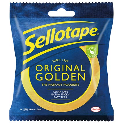 Sellotape Original Golden Tape, 24mmx50m, Pack of 24