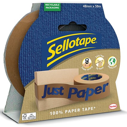 Sellotape Packaging Paper Tape, 48mmx50m, Brown