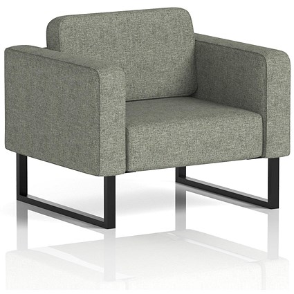 Brixworth Armchair, With Black Legs, In Rivet Fabric, Vitreous