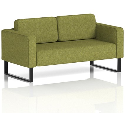 Brixworth 2 Seater Sofa, With Black Legs, In Rivet Fabric, Olive