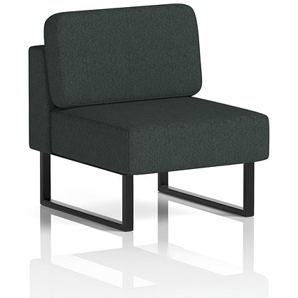 Brixworth Modular Seating Central Unit, With Black Legs, In Rivet Fabric, Charcoal