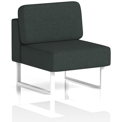 Brixworth Modular Seating Central Unit, With White Legs, In Rivet Fabric, Charcoal