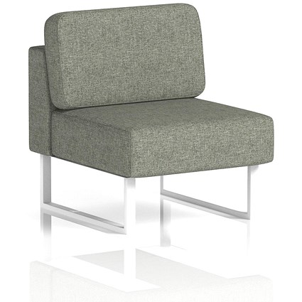 Brixworth Modular Seating Central Unit, With White Legs, In Rivet Fabric, Vitreous